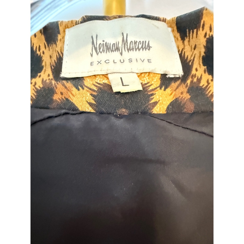 Neiman Marcus Jacket Womens L Leopard Animal Print Cotton Zip Up - Picture 2 of 8